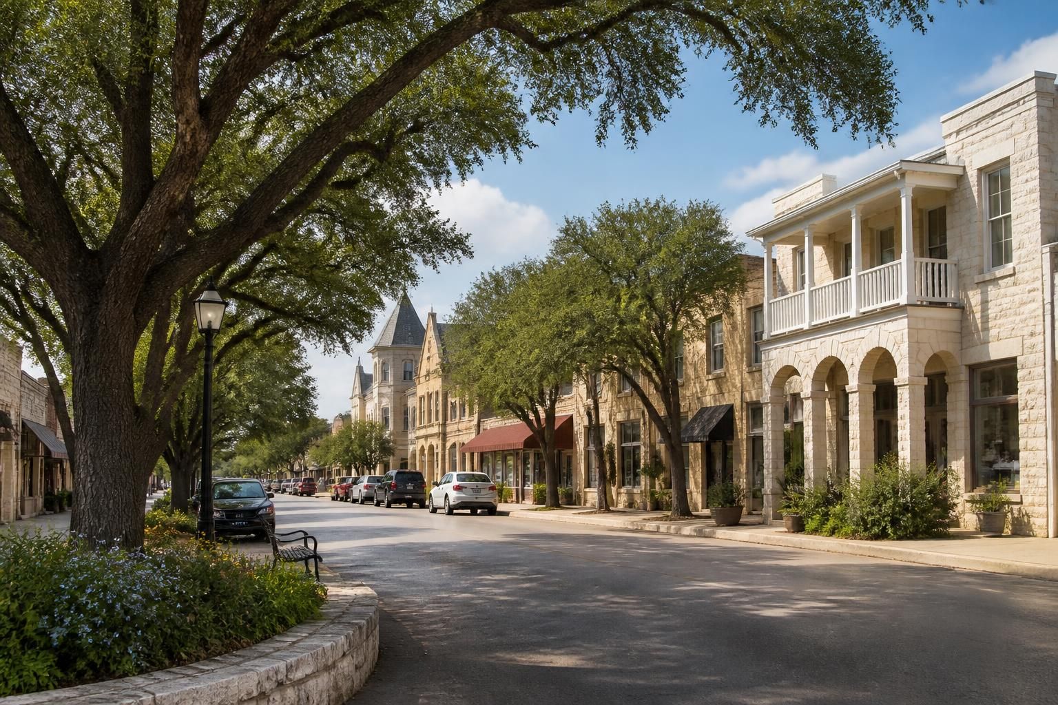 Charming Hill Country street scene in Boerne