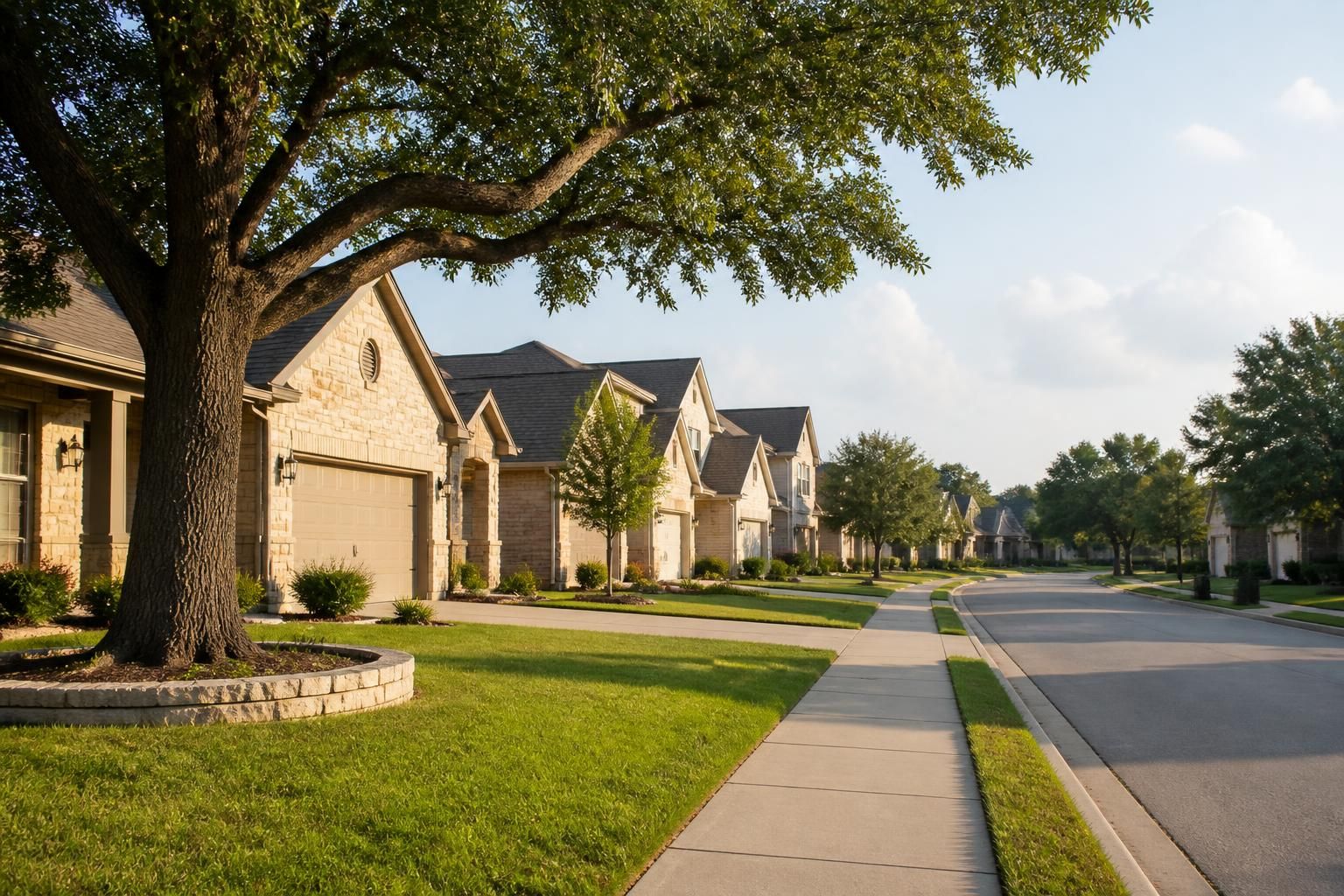 Clean suburban neighborhood street in Converse