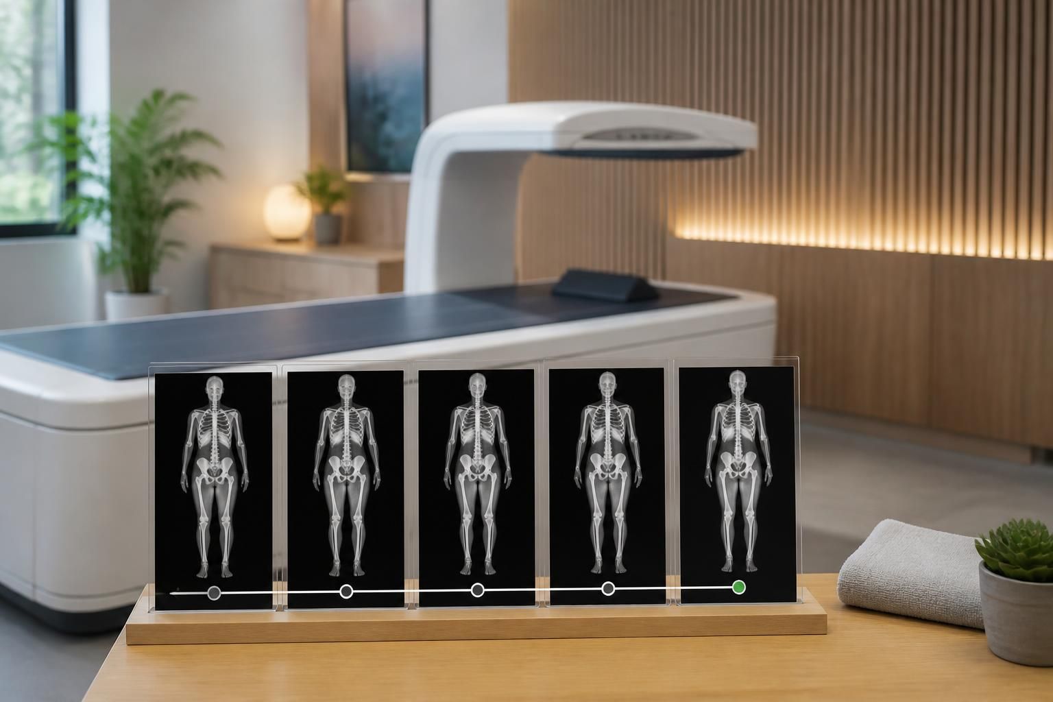 Clean DEXA scan room representing progress tracking