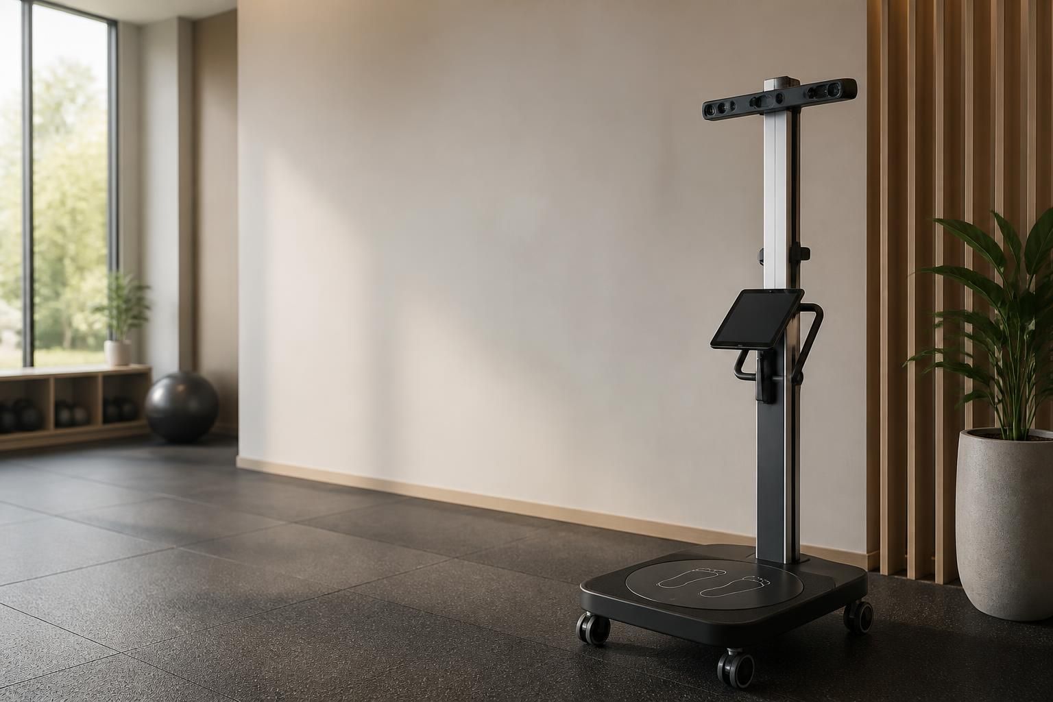 Mobile DEXA scan setup with open space for text